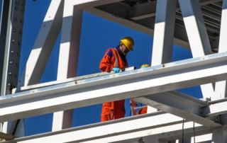 a construction worker in safety gear on site