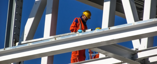 a construction worker in safety gear on site